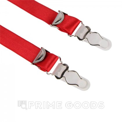 Пояс красный для чулок с ремешками на клипсах (XL-2XL) от sex shop primegoods фото 7