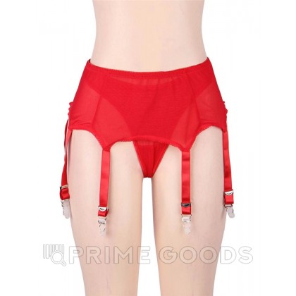 Пояс красный для чулок с ремешками на клипсах (3XL-4XL) от sex shop primegoods фото 9