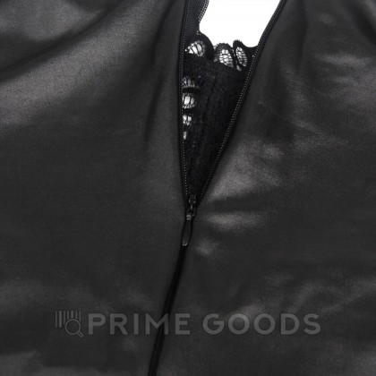 Кожаное платье с кружевом на груди (+ стринги, 3XL-4XL) от sex shop primegoods фото 7