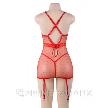 Сексуальное красное белье с подвязками и стрингами (XL-2XL) от sex shop primegoods фото 6