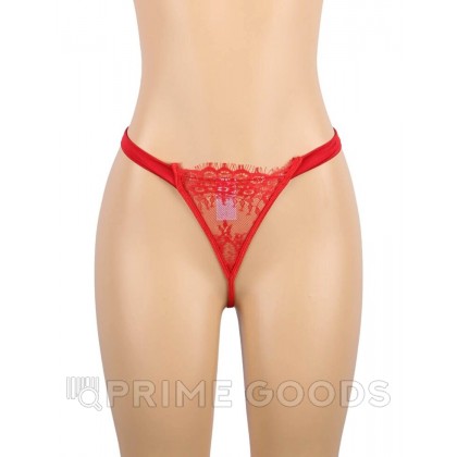 Элегантное красное белье: корсет с подвязками для чулок и G стринги (XS-S) от sex shop primegoods фото 8