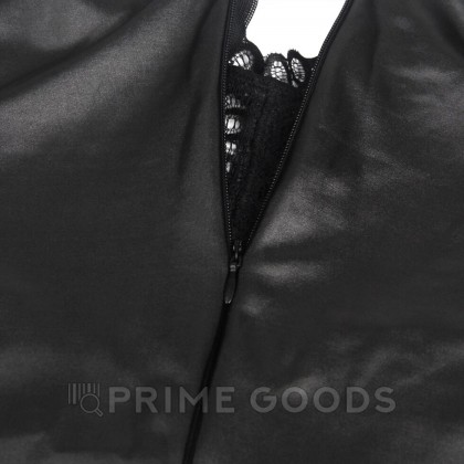 Кожаное платье с кружевом на груди (+ стринги, XS-S) от sex shop primegoods фото 4