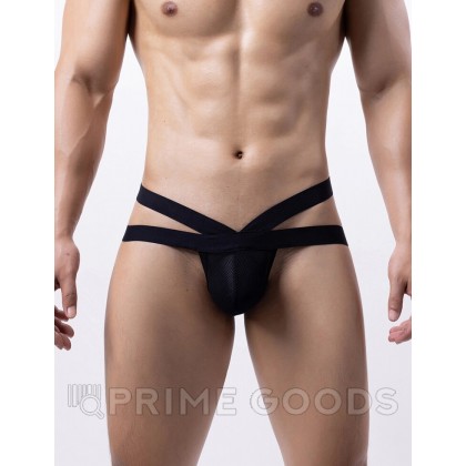 Сетчатые мужские стринги Strappy (XL) черные от sex shop primegoods